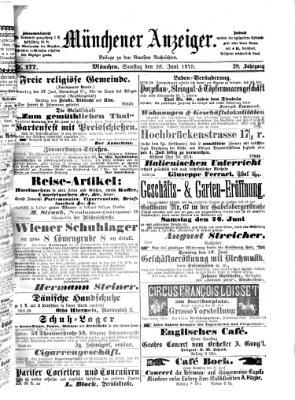 Münchener Anzeiger (Münchner neueste Nachrichten) Samstag 26. Juni 1875
