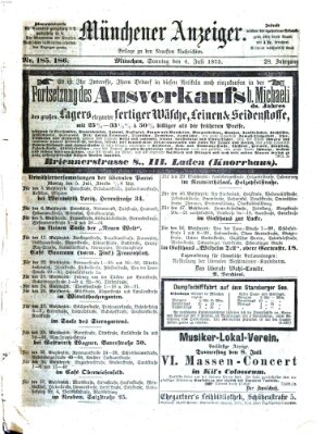 Münchener Anzeiger (Münchner neueste Nachrichten) Sonntag 4. Juli 1875