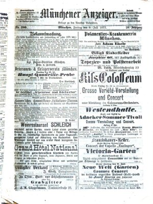 Münchener Anzeiger (Münchner neueste Nachrichten) Freitag 9. Juli 1875