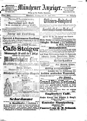 Münchener Anzeiger (Münchner neueste Nachrichten) Dienstag 20. Juli 1875