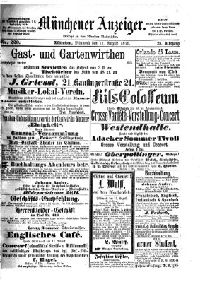 Münchener Anzeiger (Münchner neueste Nachrichten) Mittwoch 11. August 1875