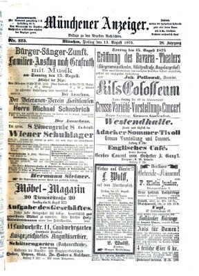 Münchener Anzeiger (Münchner neueste Nachrichten) Freitag 13. August 1875