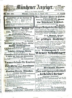 Münchener Anzeiger (Münchner neueste Nachrichten) Sonntag 15. August 1875