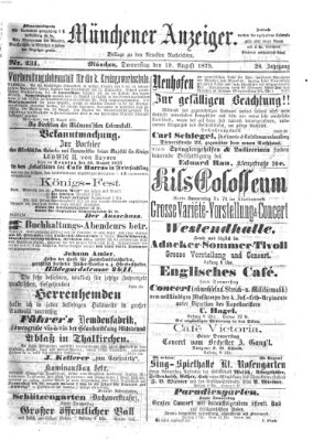 Münchener Anzeiger (Münchner neueste Nachrichten) Donnerstag 19. August 1875