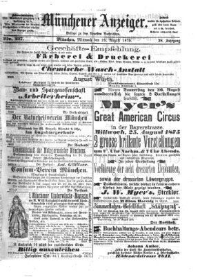 Münchener Anzeiger (Münchner neueste Nachrichten) Mittwoch 25. August 1875