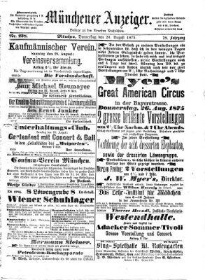 Münchener Anzeiger (Münchner neueste Nachrichten) Donnerstag 26. August 1875