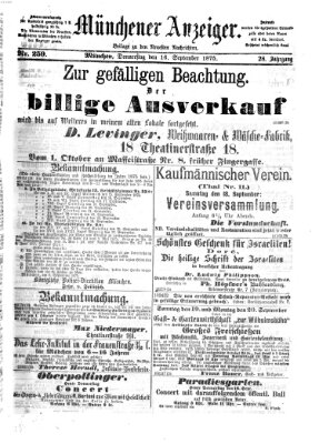 Münchener Anzeiger (Münchner neueste Nachrichten) Donnerstag 16. September 1875