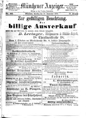 Münchener Anzeiger (Münchner neueste Nachrichten) Samstag 18. September 1875