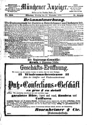 Münchener Anzeiger (Münchner neueste Nachrichten) Dienstag 21. September 1875