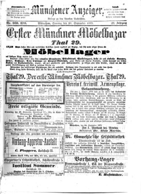 Münchener Anzeiger (Münchner neueste Nachrichten) Sonntag 26. September 1875