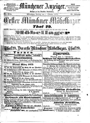 Münchener Anzeiger (Münchner neueste Nachrichten) Freitag 1. Oktober 1875