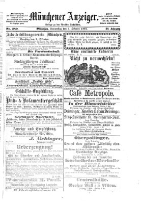 Münchener Anzeiger (Münchner neueste Nachrichten) Donnerstag 7. Oktober 1875