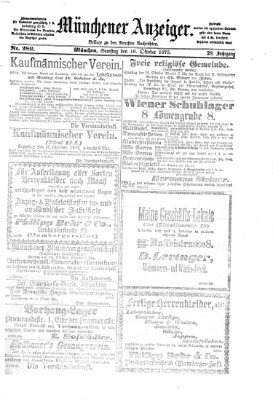 Münchener Anzeiger (Münchner neueste Nachrichten) Samstag 16. Oktober 1875