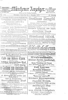 Münchener Anzeiger (Münchner neueste Nachrichten) Donnerstag 4. November 1875