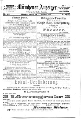 Münchener Anzeiger (Münchner neueste Nachrichten) Samstag 13. November 1875