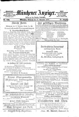 Münchener Anzeiger (Münchner neueste Nachrichten) Mittwoch 17. November 1875