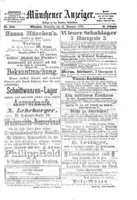 Münchener Anzeiger (Münchner neueste Nachrichten) Donnerstag 25. November 1875