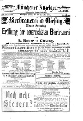 Münchener Anzeiger (Münchner neueste Nachrichten) Sonntag 28. November 1875