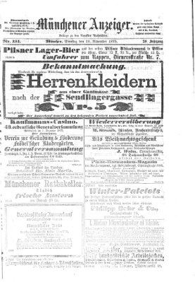 Münchener Anzeiger (Münchner neueste Nachrichten) Dienstag 30. November 1875