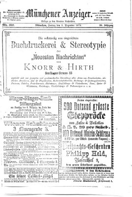 Münchener Anzeiger (Münchner neueste Nachrichten) Freitag 3. Dezember 1875