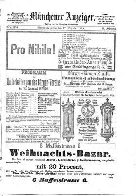 Münchener Anzeiger (Münchner neueste Nachrichten) Freitag 17. Dezember 1875