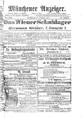 Münchener Anzeiger (Münchner neueste Nachrichten) Dienstag 21. Dezember 1875