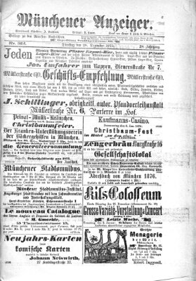 Münchener Anzeiger (Münchner neueste Nachrichten) Dienstag 28. Dezember 1875