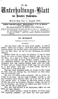 Neueste Nachrichten aus dem Gebiete der Politik. Unterhaltungs-Blatt der Neuesten Nachrichten (Münchner neueste Nachrichten) Donnerstag 5. August 1875