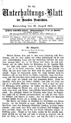 Neueste Nachrichten aus dem Gebiete der Politik. Unterhaltungs-Blatt der Neuesten Nachrichten (Münchner neueste Nachrichten) Donnerstag 26. August 1875