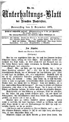 Neueste Nachrichten aus dem Gebiete der Politik. Unterhaltungs-Blatt der Neuesten Nachrichten (Münchner neueste Nachrichten) Donnerstag 9. Dezember 1875