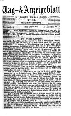 Tag- und Anzeigeblatt für Kempten und das Allgäu Donnerstag 14. Januar 1875