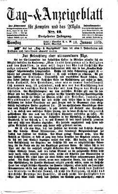 Tag- und Anzeigeblatt für Kempten und das Allgäu Samstag 16. Januar 1875