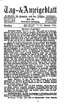 Tag- und Anzeigeblatt für Kempten und das Allgäu Samstag 23. Januar 1875