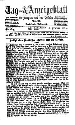 Tag- und Anzeigeblatt für Kempten und das Allgäu Samstag 6. Februar 1875