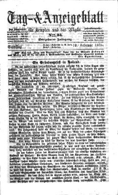 Tag- und Anzeigeblatt für Kempten und das Allgäu Samstag 13. Februar 1875