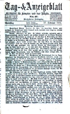 Tag- und Anzeigeblatt für Kempten und das Allgäu Samstag 27. Februar 1875