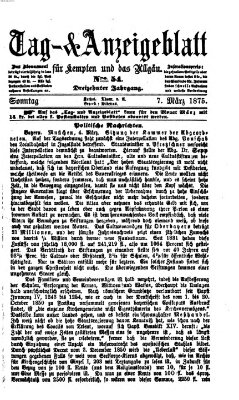 Tag- und Anzeigeblatt für Kempten und das Allgäu Sonntag 7. März 1875