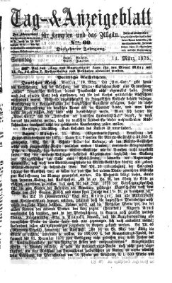 Tag- und Anzeigeblatt für Kempten und das Allgäu Sonntag 14. März 1875