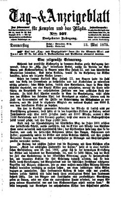 Tag- und Anzeigeblatt für Kempten und das Allgäu Donnerstag 13. Mai 1875