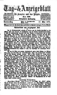 Tag- und Anzeigeblatt für Kempten und das Allgäu Donnerstag 27. Mai 1875