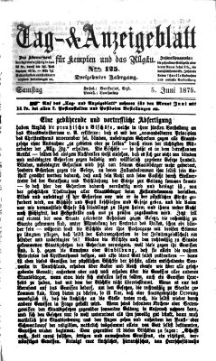 Tag- und Anzeigeblatt für Kempten und das Allgäu Samstag 5. Juni 1875