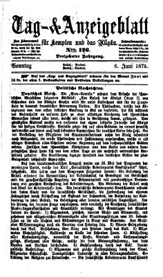 Tag- und Anzeigeblatt für Kempten und das Allgäu Sonntag 6. Juni 1875