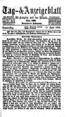 Tag- und Anzeigeblatt für Kempten und das Allgäu Donnerstag 10. Juni 1875