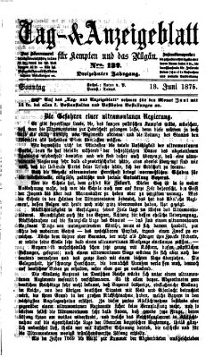 Tag- und Anzeigeblatt für Kempten und das Allgäu Sonntag 13. Juni 1875