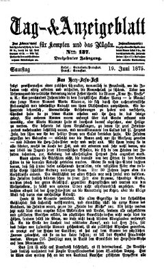 Tag- und Anzeigeblatt für Kempten und das Allgäu Samstag 19. Juni 1875