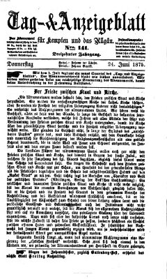 Tag- und Anzeigeblatt für Kempten und das Allgäu Donnerstag 24. Juni 1875