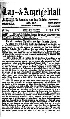 Tag- und Anzeigeblatt für Kempten und das Allgäu Freitag 2. Juli 1875