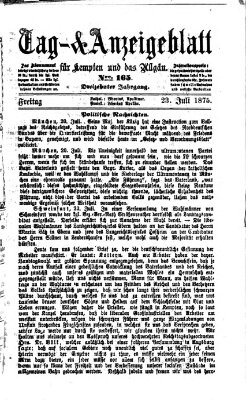 Tag- und Anzeigeblatt für Kempten und das Allgäu Freitag 23. Juli 1875