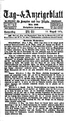 Tag- und Anzeigeblatt für Kempten und das Allgäu Donnerstag 12. August 1875