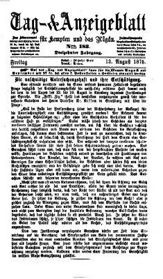 Tag- und Anzeigeblatt für Kempten und das Allgäu Freitag 13. August 1875